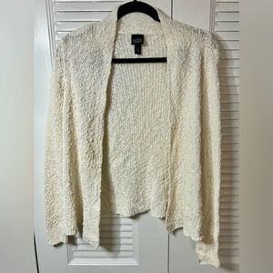Ivory Eileen Fisher textured cotton cardigan , size medium
